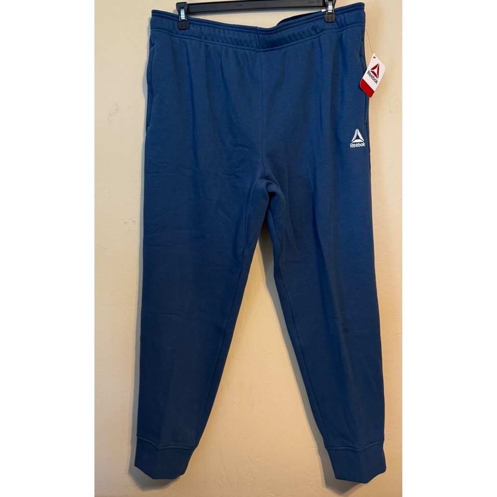 Reebok Jogger Sweatpants Men 2XL Blue Slim Fleece Athletic Pants‎ NEW